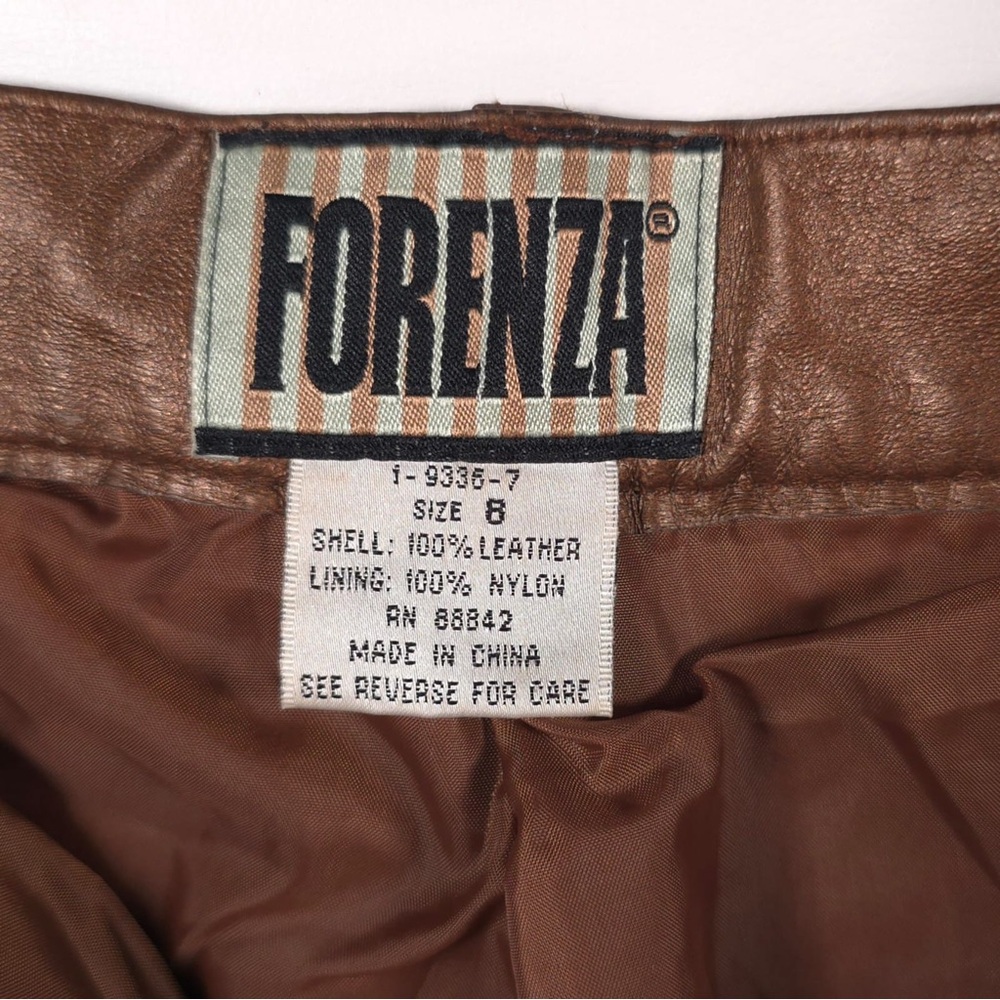 FORENZA 100% LEATHER Soft High Waist Bronze Lined Pants VTG‎ 1-9336-7 Size 8 - Picture 3 of 10